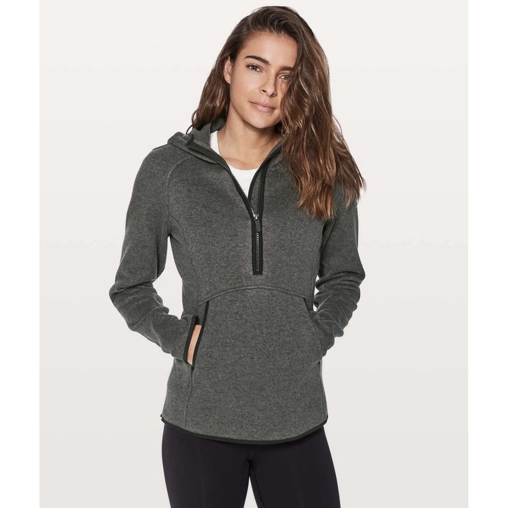 Lululemon Jacket Women's‎ It's Fleecing Cold Hooded Gray 1/4 Zip Pullover Size 4